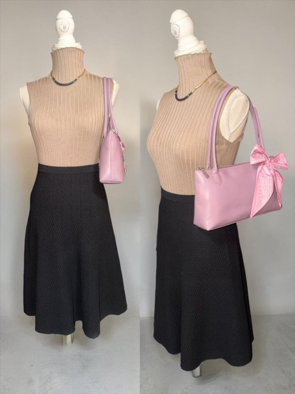 VTG Hobo East West Shoulder Bag Mauve Purple Leather 2-Handle Handbag Y2K Spring - Picture 2 of 8